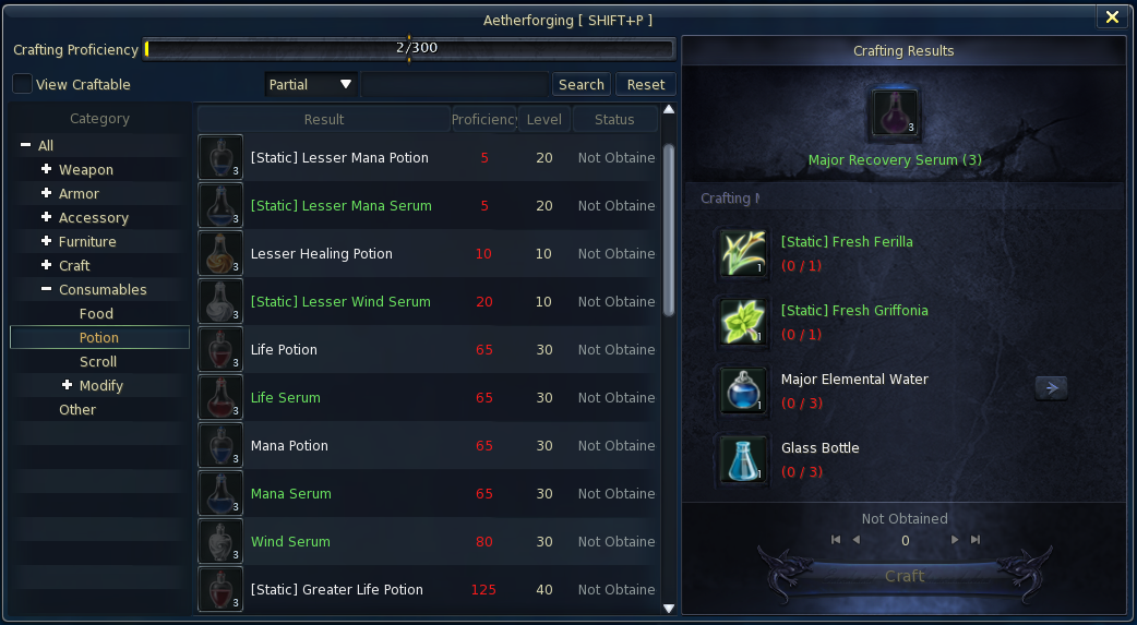 Prime Aion Aetherforge crafting interface with streamlined crafting progression